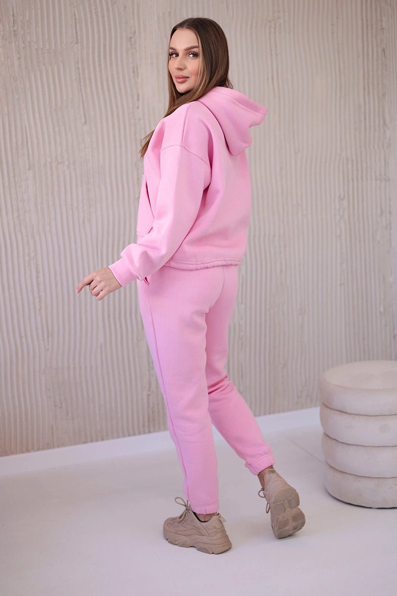 Insulated set with a hoodie tied at the bottom 68816 / – Powder цвет / color | Lexline Fashion