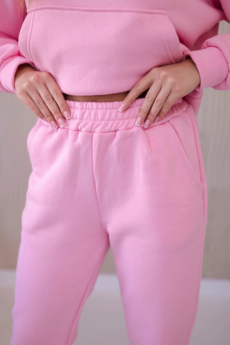 Insulated set with a hoodie tied at the bottom 68816 / – Powder цвет / color | Lexline Fashion