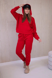 Insulated set with a hoodie tied at the bottom 68816 / – Red цвет / color | Lexline Fashion