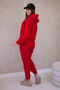 Insulated set with a hoodie tied at the bottom 68816 / – Red цвет / color | Lexline Fashion