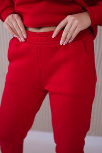 Insulated set with a hoodie tied at the bottom 68816 / – Red цвет / color | Lexline Fashion