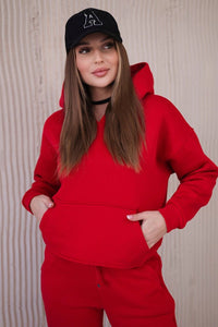 Insulated set with a hoodie tied at the bottom 68816 / – Red цвет / color | Lexline Fashion