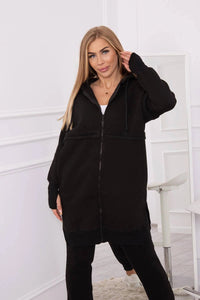 Insulated set with a long hoodie 69403 / – Black цвет / color | Lexline Fashion