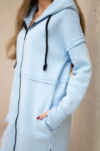 Insulated set with a long hoodie 69403 / – Blue цвет / color | Lexline Fashion