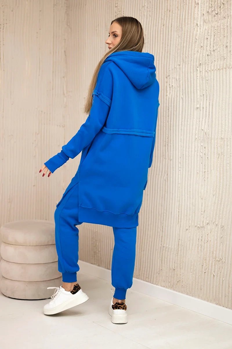 Insulated set with a long hoodie 69403 / – Blue cornflower цвет / color | Lexline Fashion