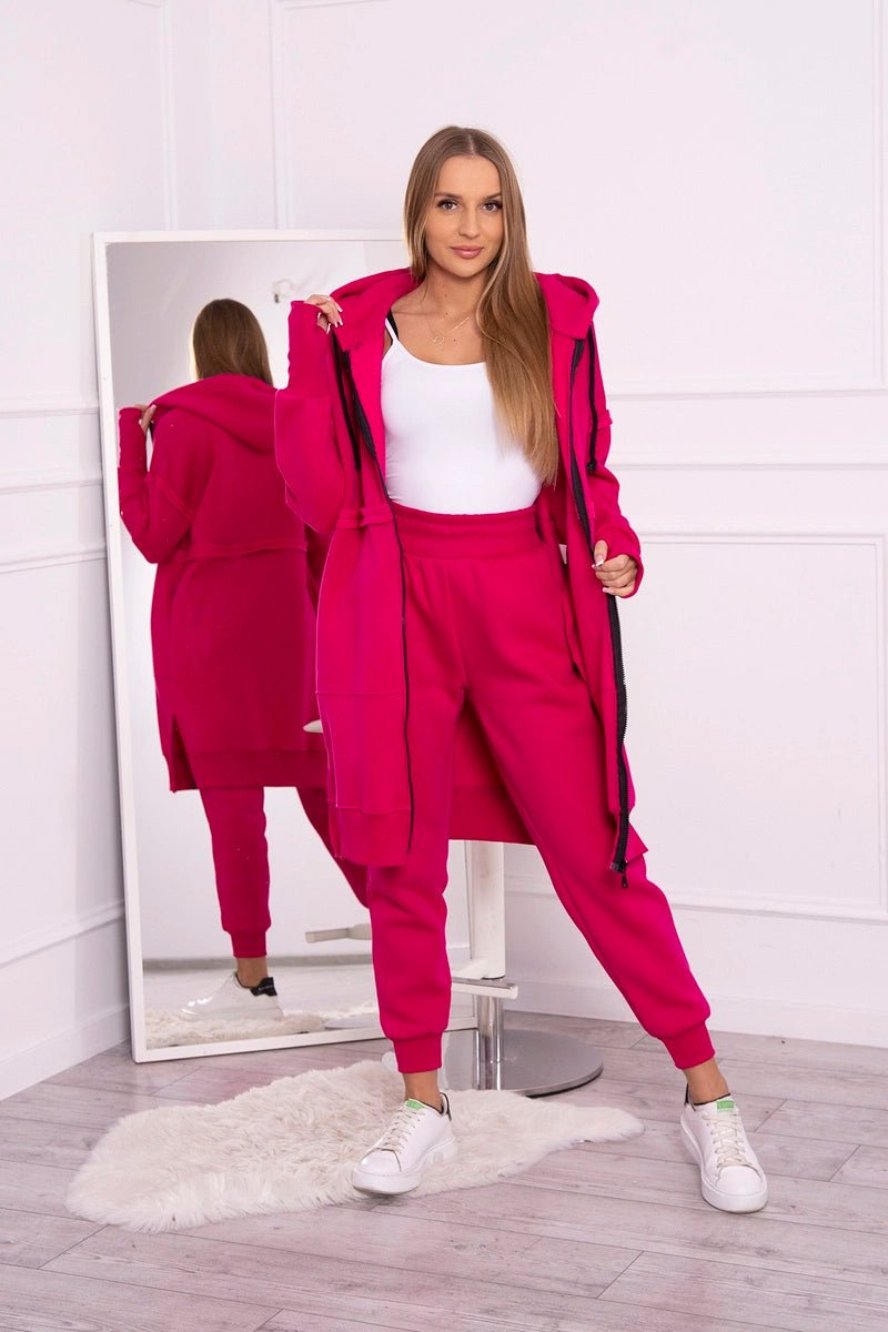 Insulated set with a long hoodie 69403 / – Fuchsia цвет / color | Lexline Fashion