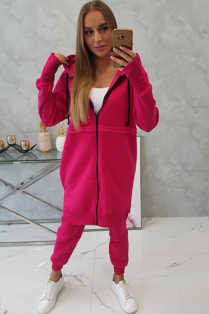 Insulated set with a long hoodie 69403 / – Fuchsia цвет / color | Lexline Fashion