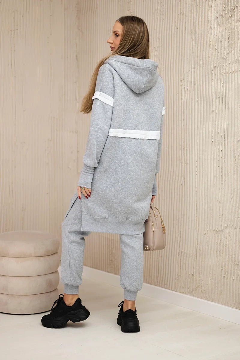 Insulated set with a long hoodie 69403 / – Gray цвет / color | Lexline Fashion
