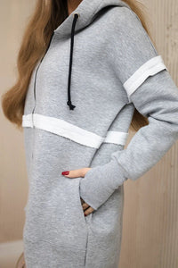 Insulated set with a long hoodie 69403 / – Gray цвет / color | Lexline Fashion