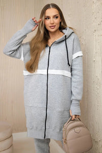 Insulated set with a long hoodie 69403 / – Gray цвет / color | Lexline Fashion