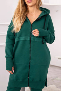 Insulated set with a long hoodie 69403 / – Green цвет / color | Lexline Fashion