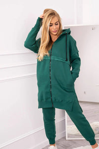 Insulated set with a long hoodie 69403 / – Green цвет / color | Lexline Fashion