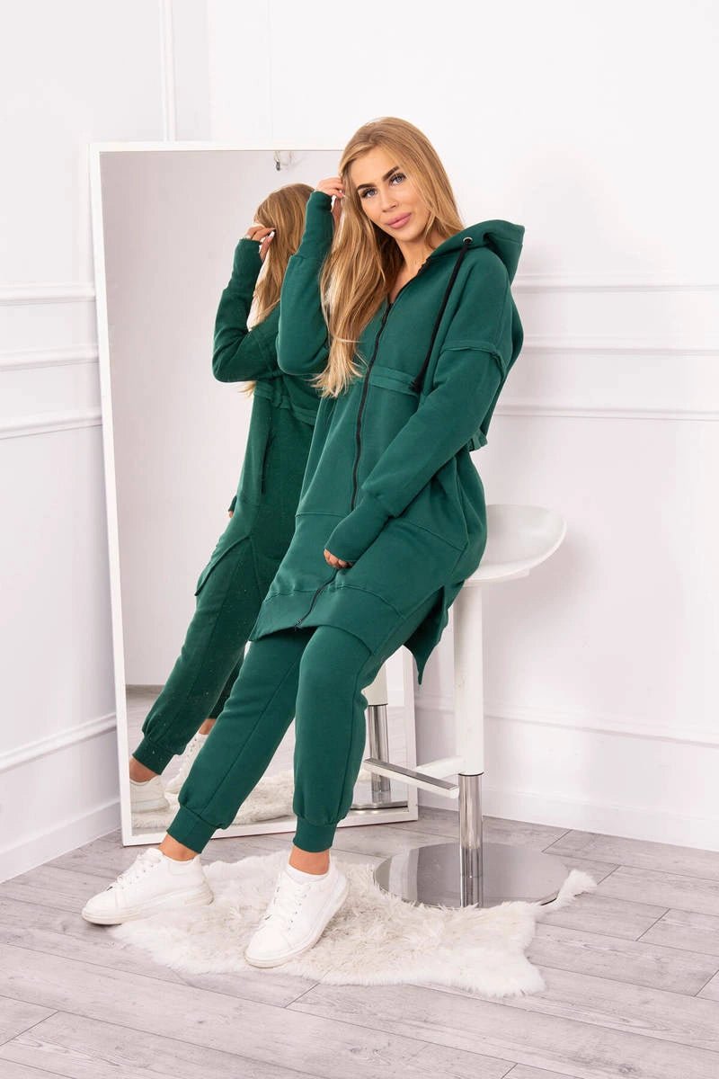 Insulated set with a long hoodie 69403 / – Green цвет / color | Lexline Fashion