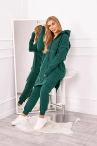 Insulated set with a long hoodie 69403 / – Green цвет / color | Lexline Fashion