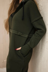 Insulated set with a long hoodie 69403 / – Khaki цвет / color | Lexline Fashion