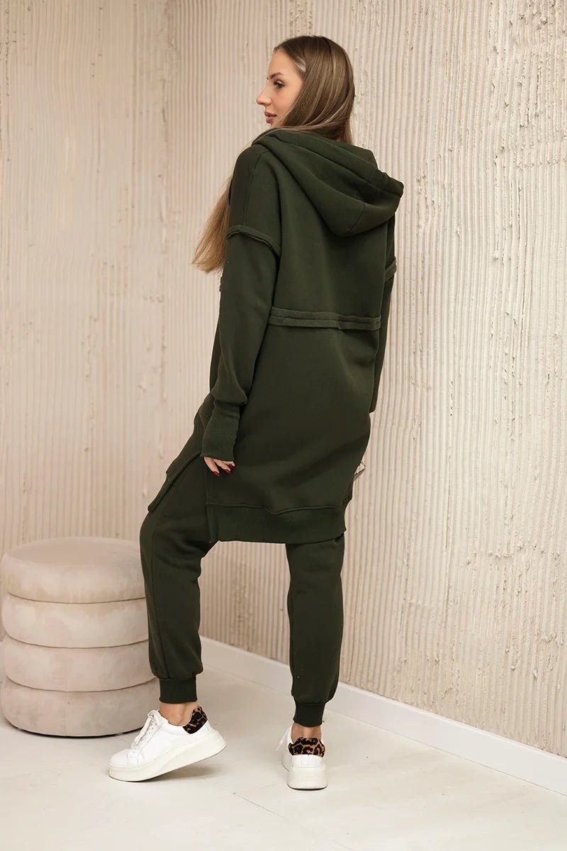 Insulated set with a long hoodie 69403 / – Khaki цвет / color | Lexline Fashion