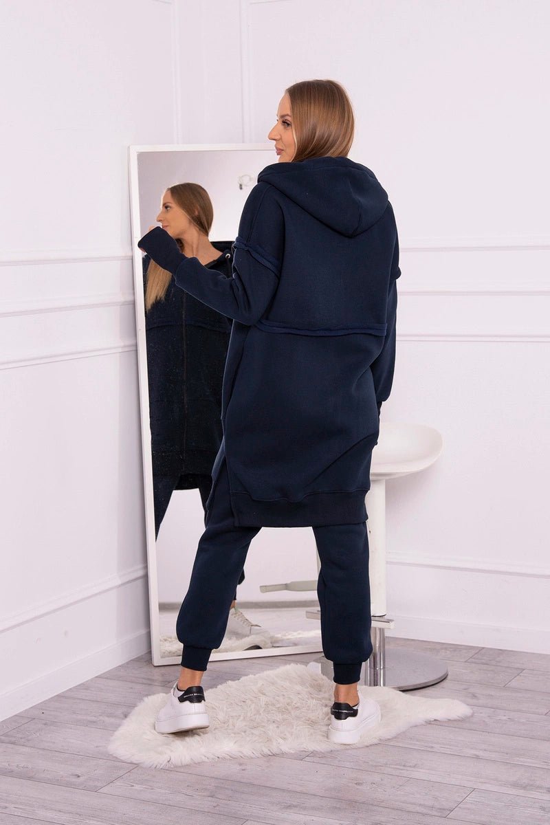 Insulated set with a long hoodie 69403 / – Navy blue цвет / color | Lexline Fashion
