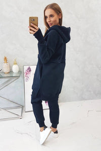 Insulated set with a long hoodie 69403 / – Navy blue цвет / color | Lexline Fashion