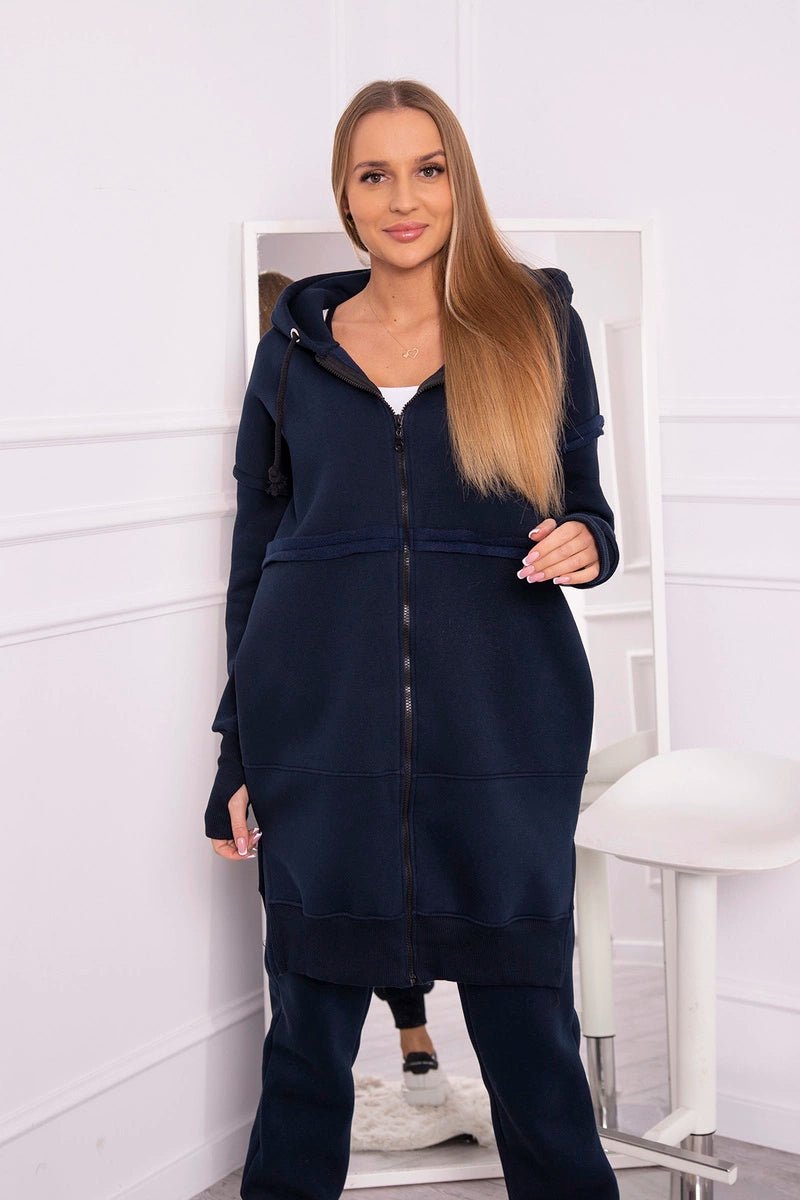 Insulated set with a long hoodie 69403 / – Navy blue цвет / color | Lexline Fashion
