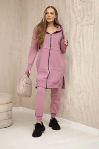 Insulated set with a long hoodie 69403 / – Pink || Dark цвет / color | Lexline Fashion