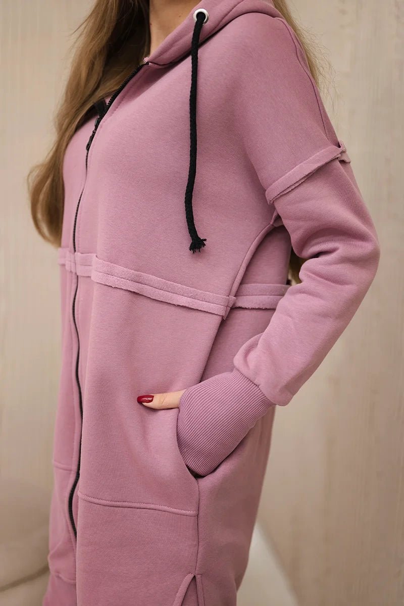 Insulated set with a long hoodie 69403 / – Pink || Dark цвет / color | Lexline Fashion