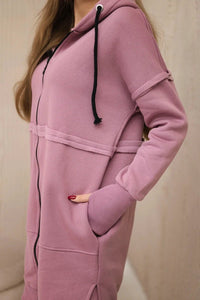 Insulated set with a long hoodie 69403 / – Pink || Dark цвет / color | Lexline Fashion
