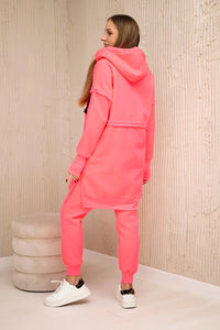 Insulated set with a long hoodie 69403 / – Pink || Neon цвет / color | Lexline Fashion