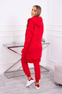 Insulated set with a long hoodie 69403 / – Red цвет / color | Lexline Fashion