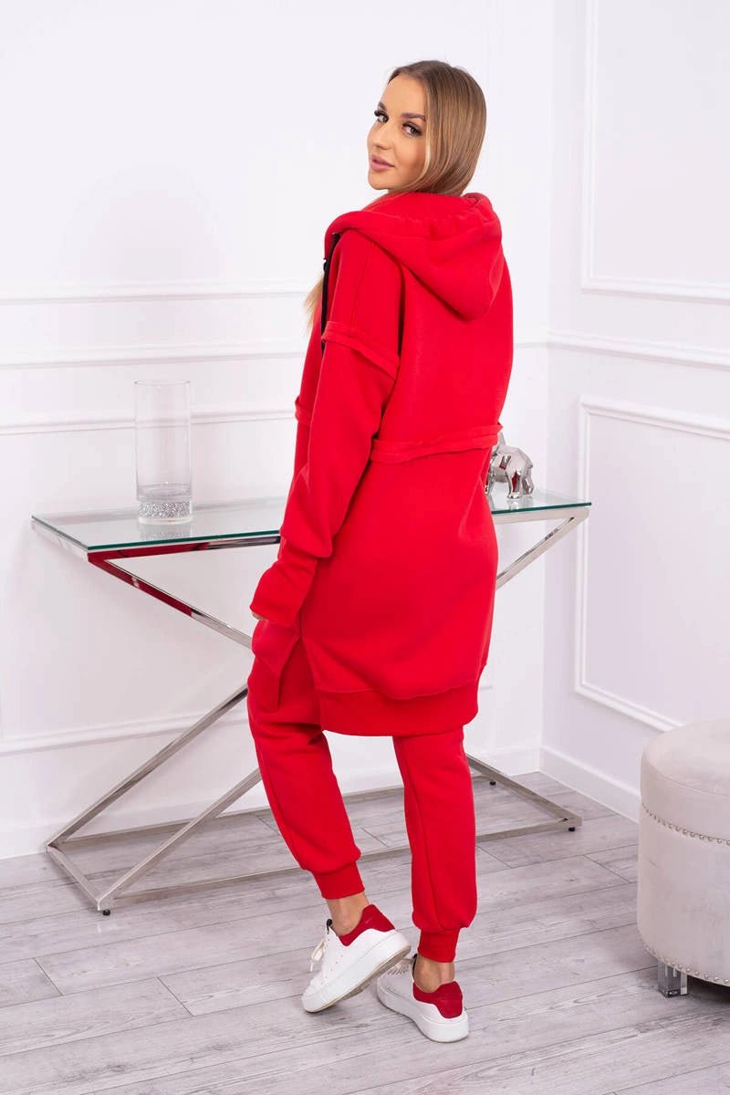 Insulated set with a long hoodie 69403 / – Red цвет / color | Lexline Fashion