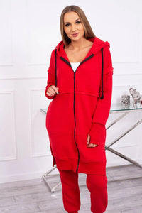 Insulated set with a long hoodie 69403 / – Red цвет / color | Lexline Fashion