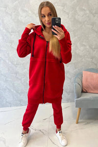 Insulated set with a long hoodie 69403 / – Red цвет / color | Lexline Fashion