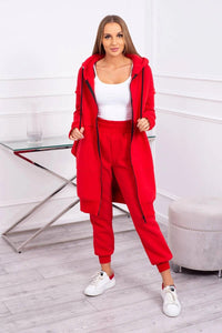 Insulated set with a long hoodie 69403 / – Red цвет / color | Lexline Fashion