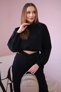 Insulated set with a short sweatshirt 69416 / – Black цвет / color | Lexline Fashion