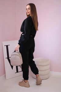 Insulated set with a short sweatshirt 69416 / – Black цвет / color | Lexline Fashion