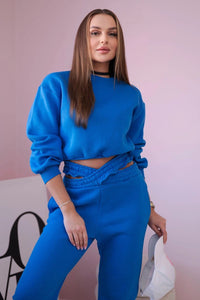 Insulated set with a short sweatshirt 69416 / – Blue cornflower цвет / color | Lexline Fashion