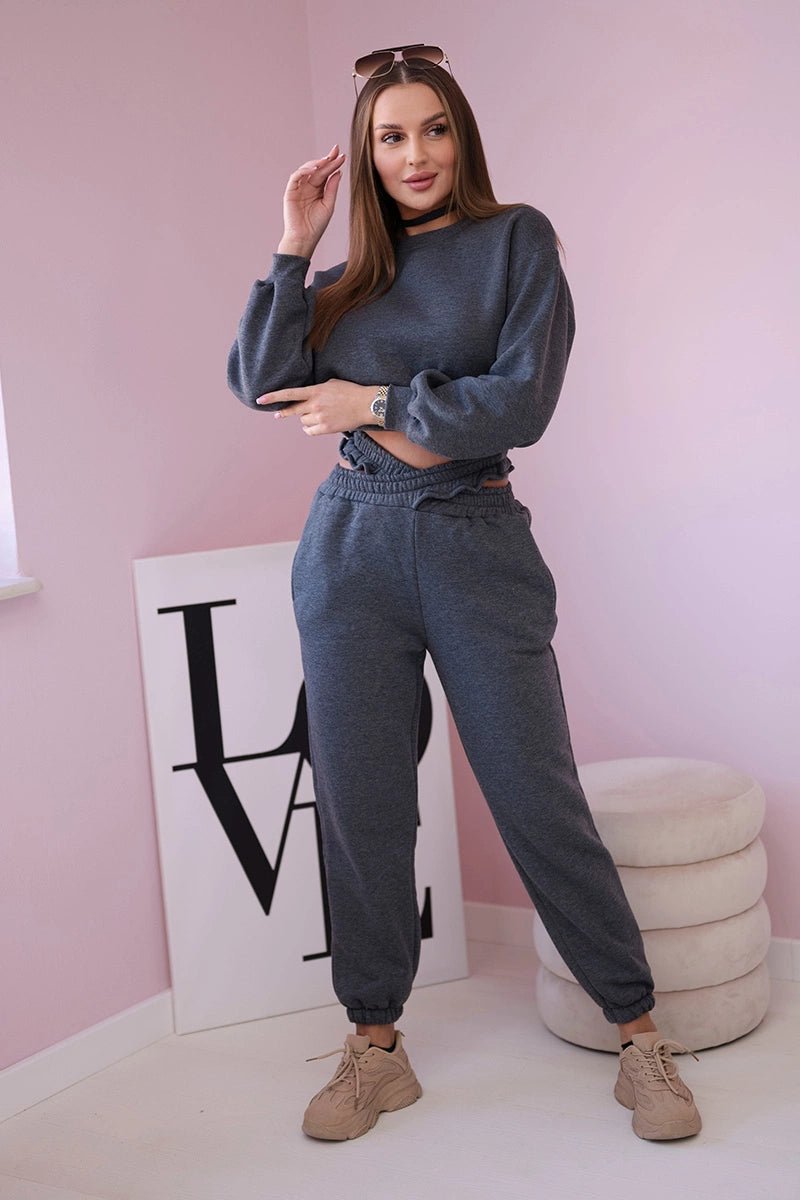 Insulated set with a short sweatshirt 69416 / – Graphite цвет / color | Lexline Fashion