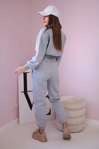 Insulated set with a short sweatshirt 69416 / – Gray цвет / color | Lexline Fashion