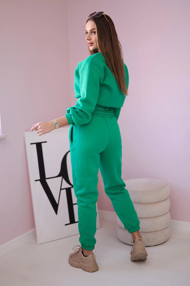 Insulated set with a short sweatshirt 69416 / – Green цвет / color | Lexline Fashion