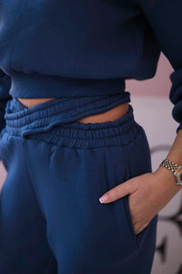 Insulated set with a short sweatshirt 69416 / – Jeans цвет / color | Lexline Fashion