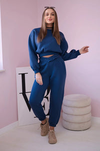 Insulated set with a short sweatshirt 69416 / – Jeans цвет / color | Lexline Fashion