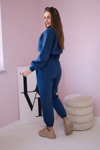 Insulated set with a short sweatshirt 69416 / – Jeans цвет / color | Lexline Fashion