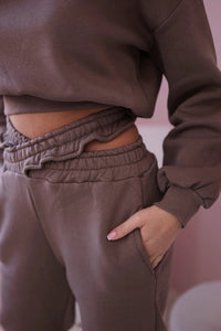 Insulated set with a short sweatshirt 69416 / – Mocca цвет / color | Lexline Fashion
