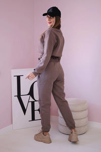 Insulated set with a short sweatshirt 69416 / – Mocca цвет / color | Lexline Fashion