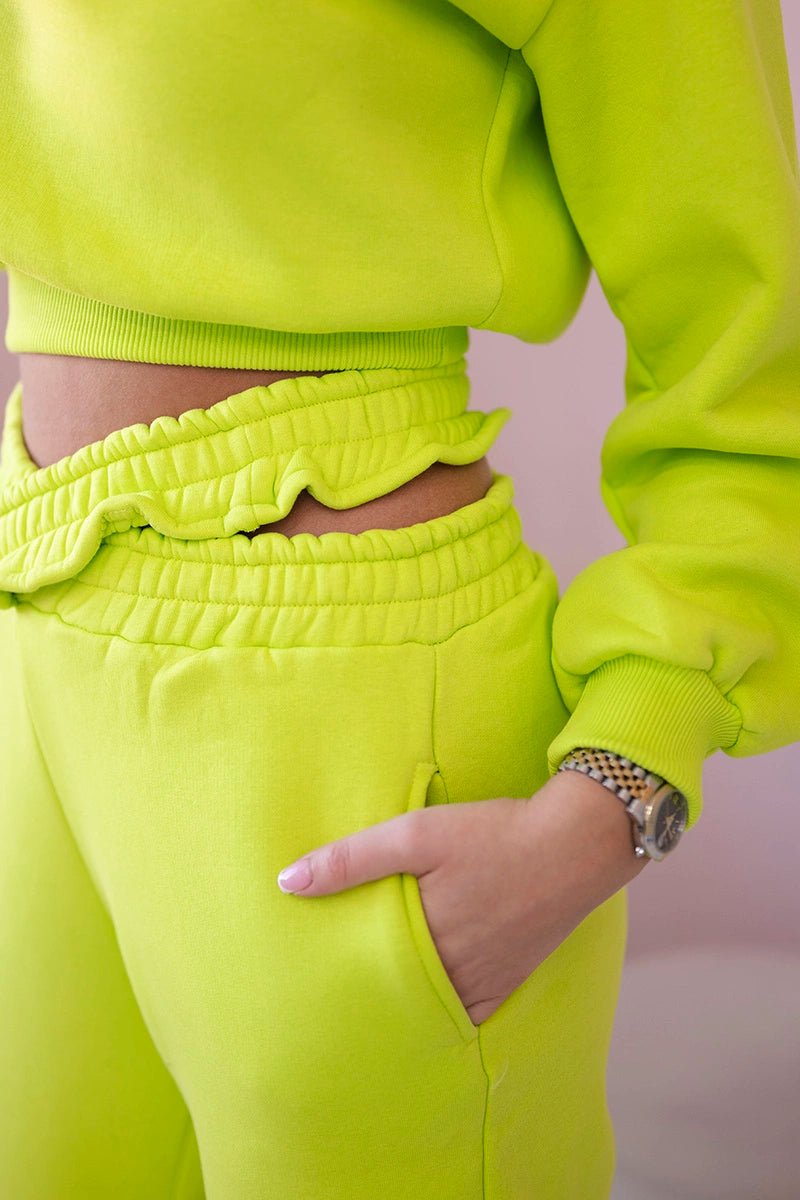 Insulated set with a short sweatshirt 69416 / – Pistachio цвет / color | Lexline Fashion