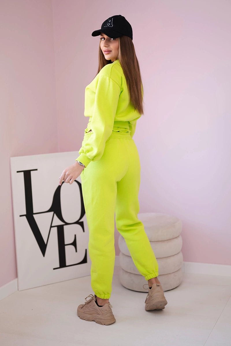 Insulated set with a short sweatshirt 69416 / – Pistachio цвет / color | Lexline Fashion