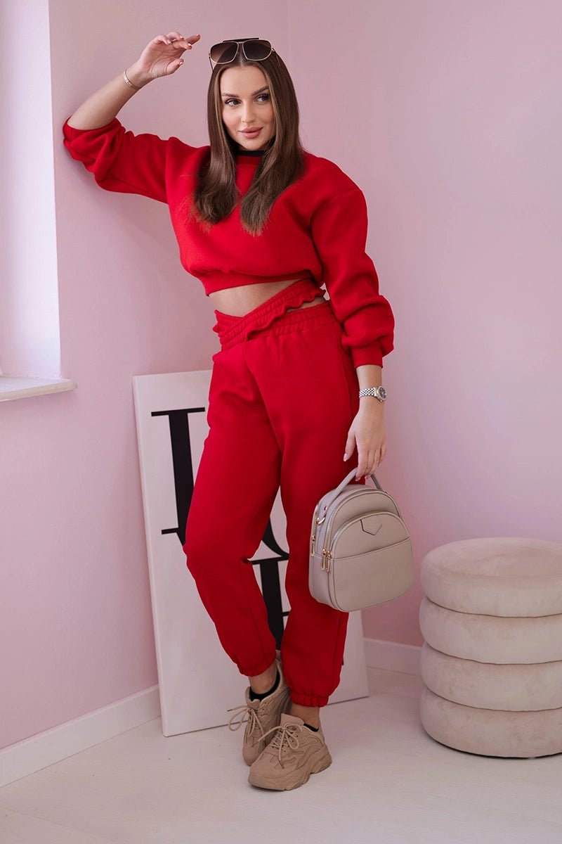 Insulated set with a short sweatshirt 69416 / – Red цвет / color | Lexline Fashion