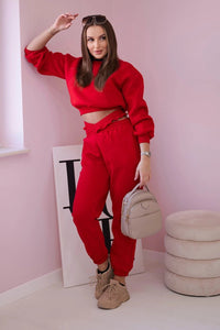 Insulated set with a short sweatshirt 69416 / – Red цвет / color | Lexline Fashion