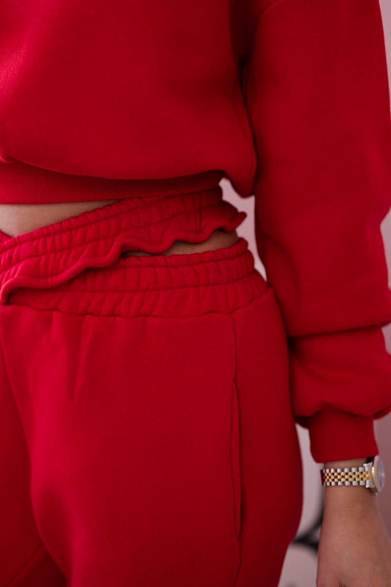 Insulated set with a short sweatshirt 69416 / – Red цвет / color | Lexline Fashion