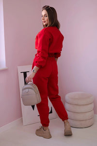Insulated set with a short sweatshirt 69416 / – Red цвет / color | Lexline Fashion