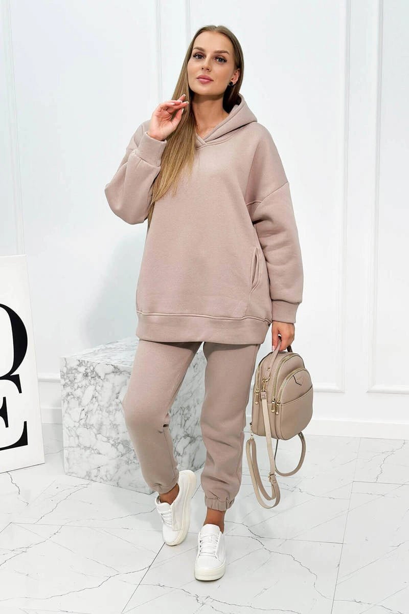 Insulated set with hoodie 9311 / – Dark || beige цвет / color | Lexline Fashion